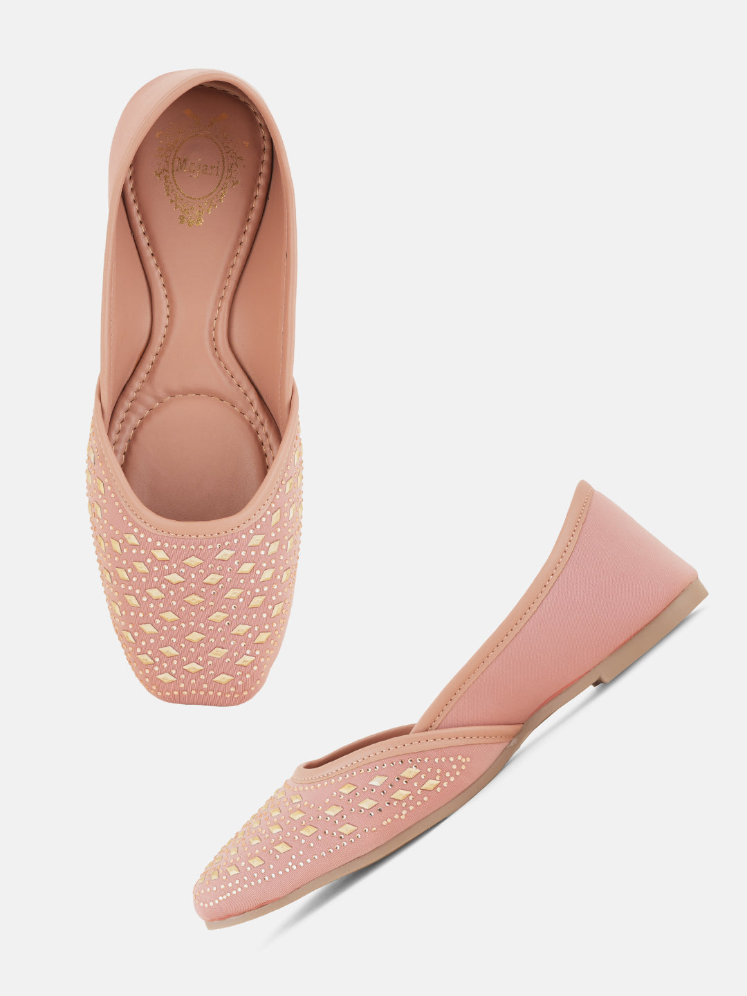 Style Shoes Designer Ethnic Embellished Square Toe Mojaris/Jutti For Women and Girls