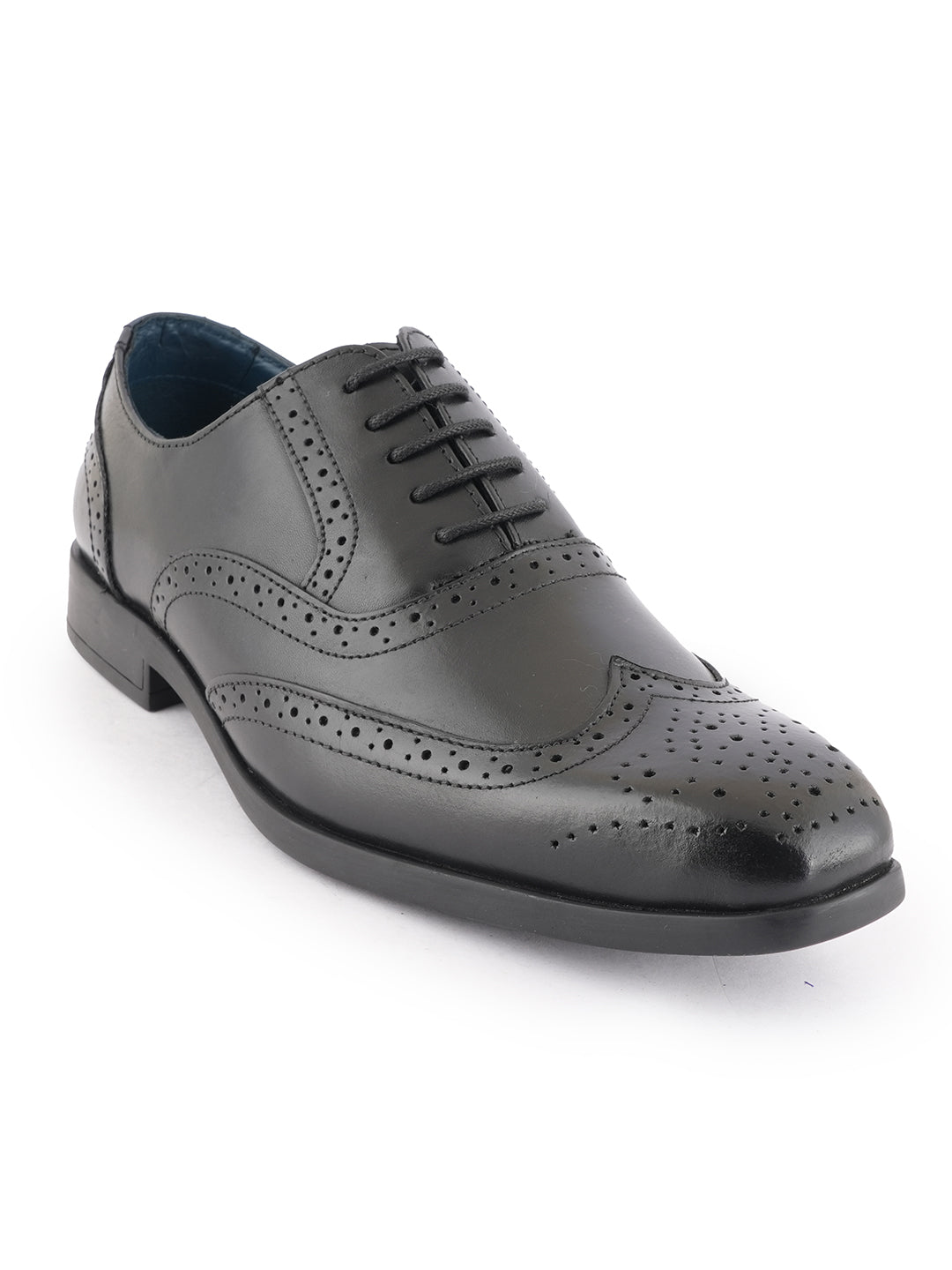 Black Lace Up Men Leather Formal Brogue Shoes