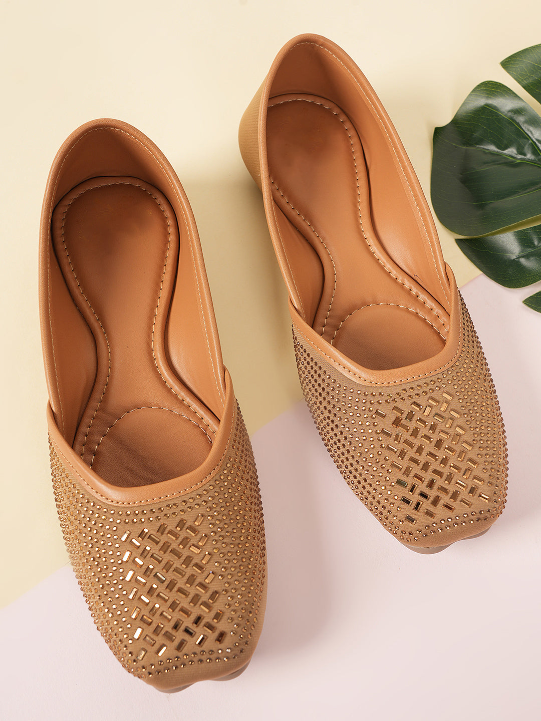 Style Shoes Designer Ethnic Embellished Square Toe Mojaris/Jutti For Women and Girls