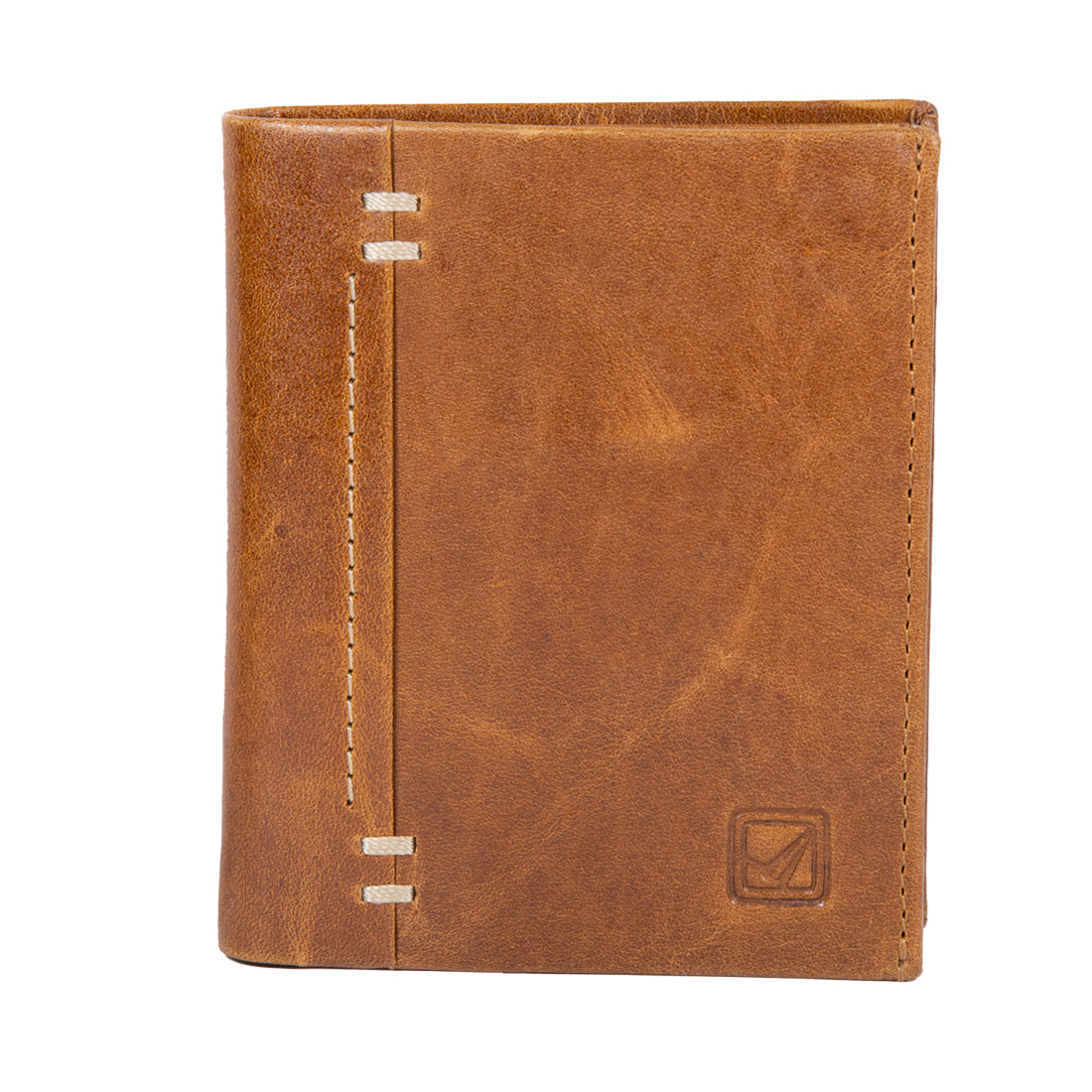 Tan Genuine Leather Bi-Fold Long Wallet For Men