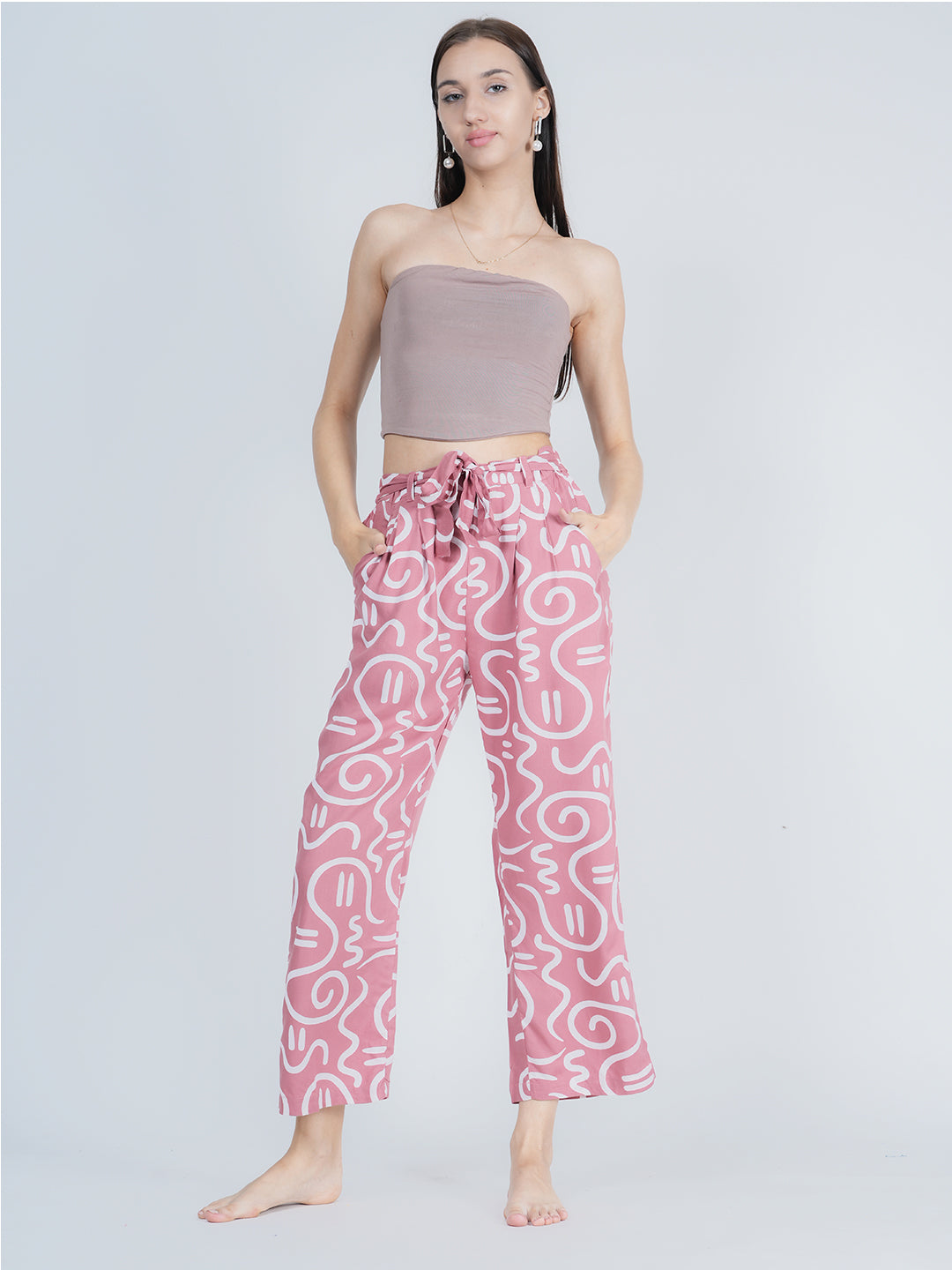 STYLE SHOES Pink Regular Fit Printed Rayon Pyjama/Lounge Pant for Women & Girls