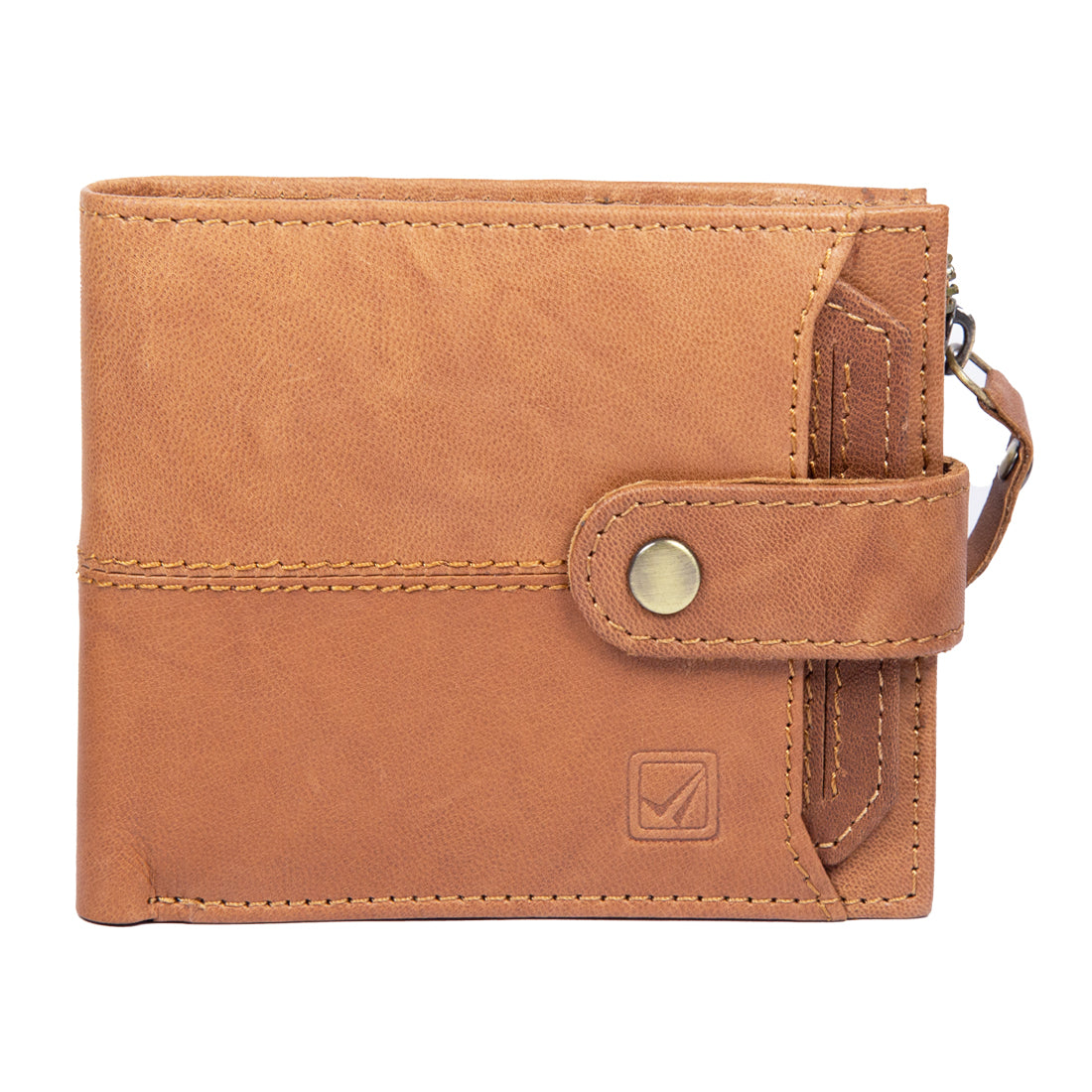 Style Shoes Tan Genuine Leather Wallet with Button Closure For Men