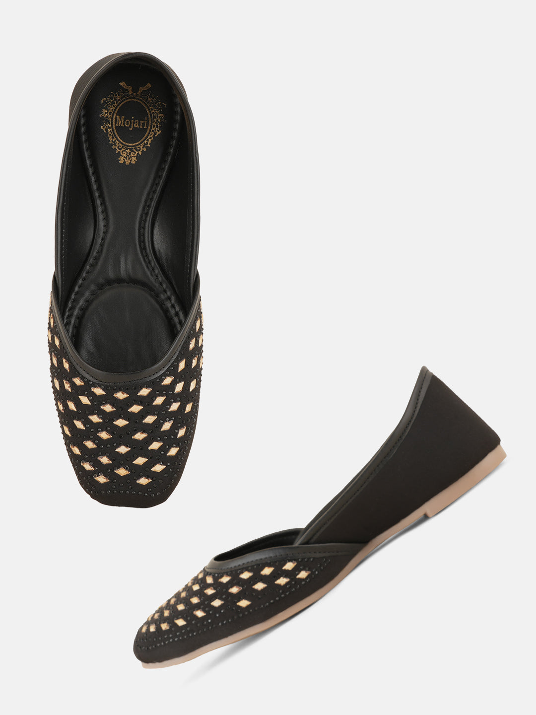 Style Shoes Designer Ethnic Embellished Square Toe Mojaris/Jutti For Women and Girls
