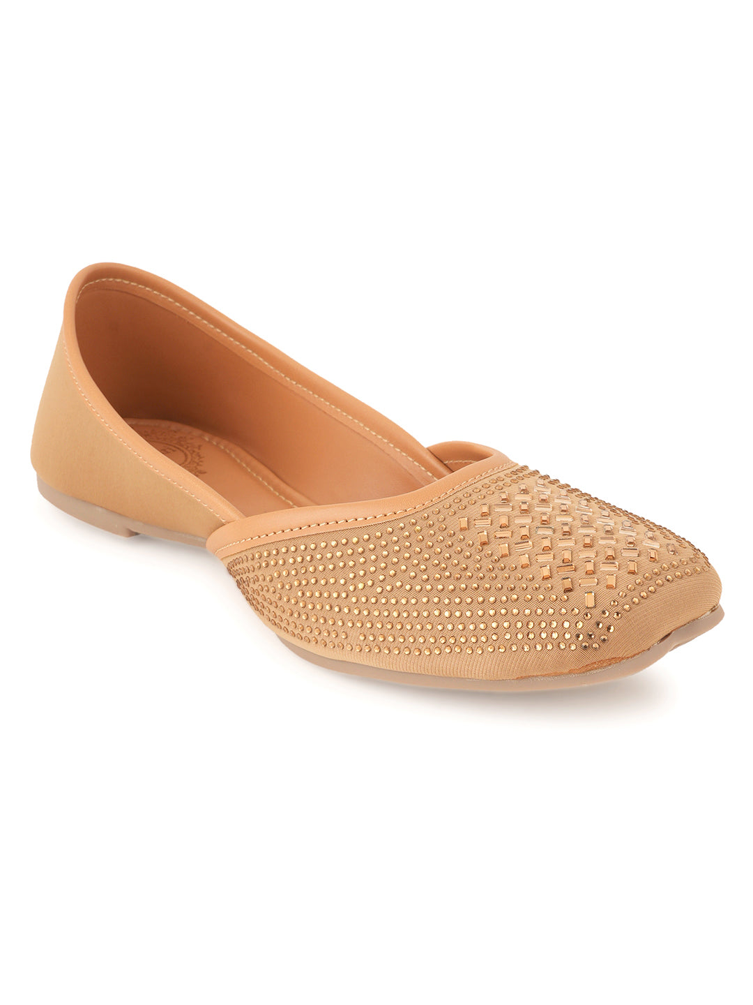 Style Shoes Designer Ethnic Embellished Square Toe Mojaris/Jutti For Women and Girls