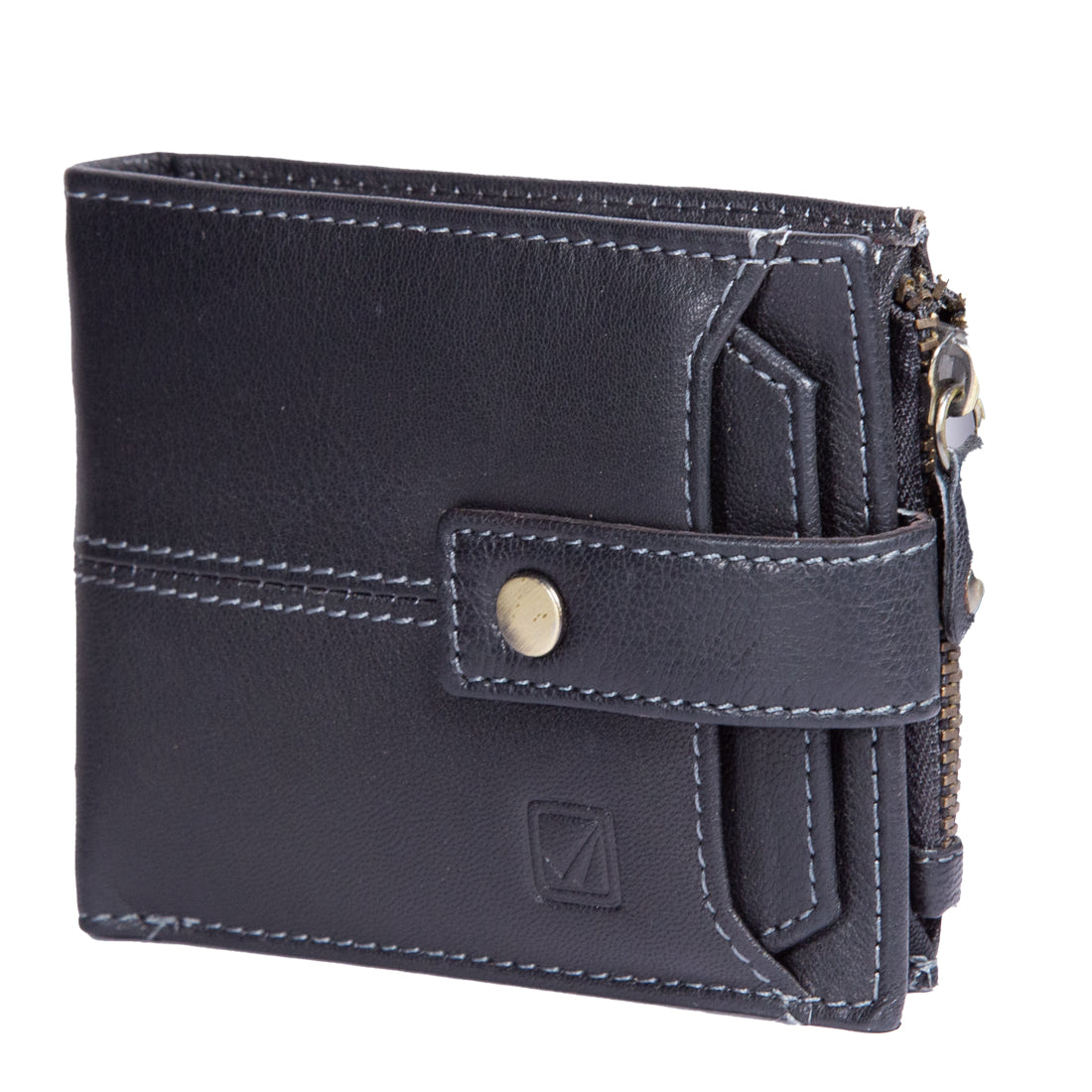 Style Shoes Black Genuine Leather Wallet with Button Closure For Men