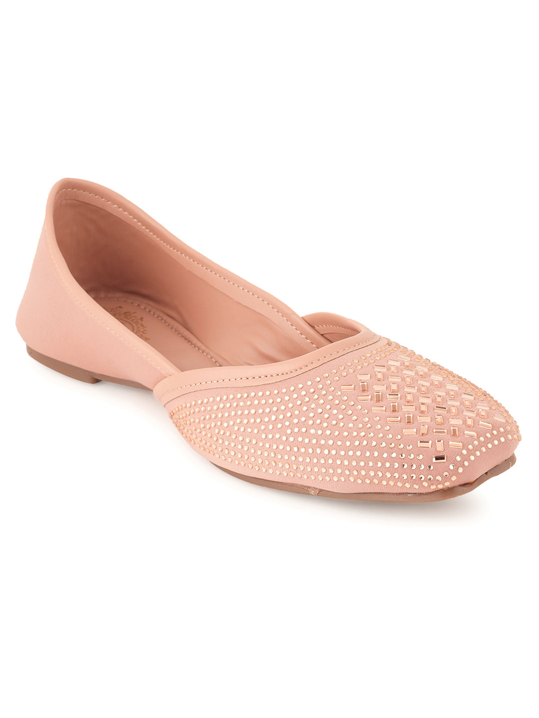 Style Shoes Designer Ethnic Embellished Square Toe Mojaris/Jutti For Women and Girls