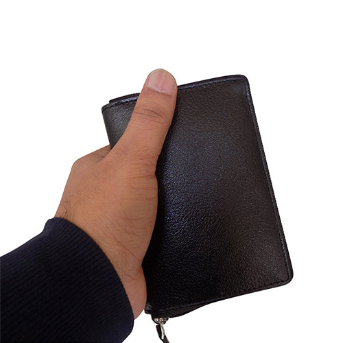 Style Shoes Genuine Leather Zipper Card Holder Wallet for Men and Women
