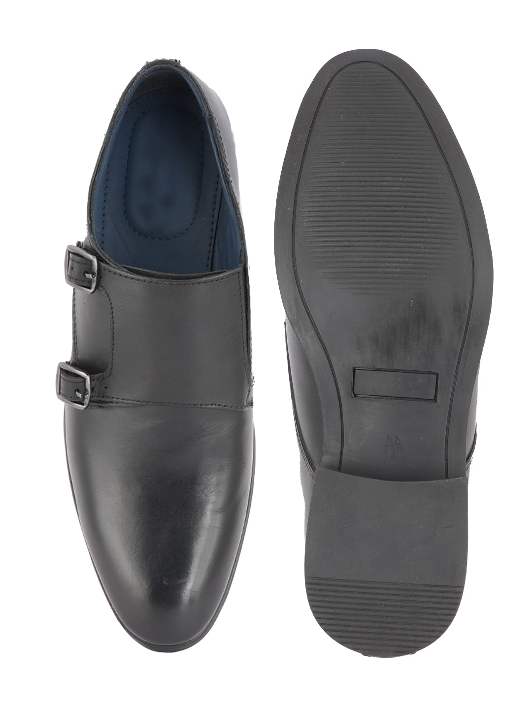 Black Men Leather Formal Monk Shoes