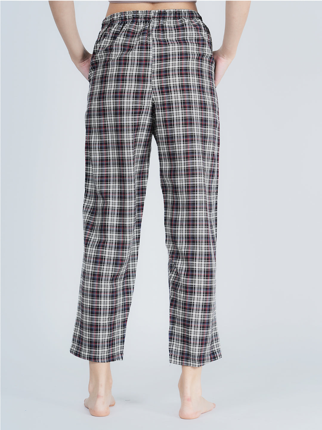 STYLE SHOES Black and White Regular Fit Checked Cotton Pyjama/Lounge Pant for Women & Girls