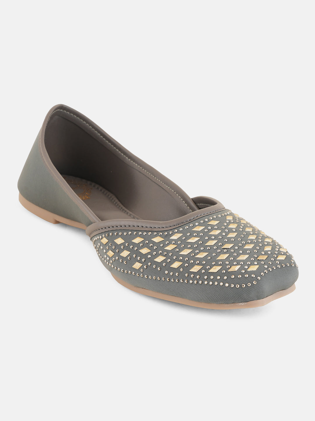 Style Shoes Designer Ethnic Embellished Square Toe Mojaris/Jutti For Women and Girls