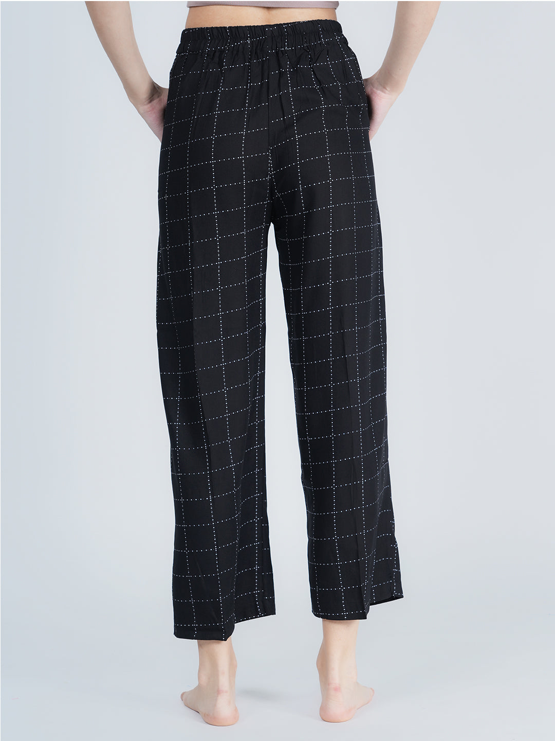 STYLE SHOES Black Regular Fit Checked Rayon Pyjama/Lounge Pant for Women & Girls