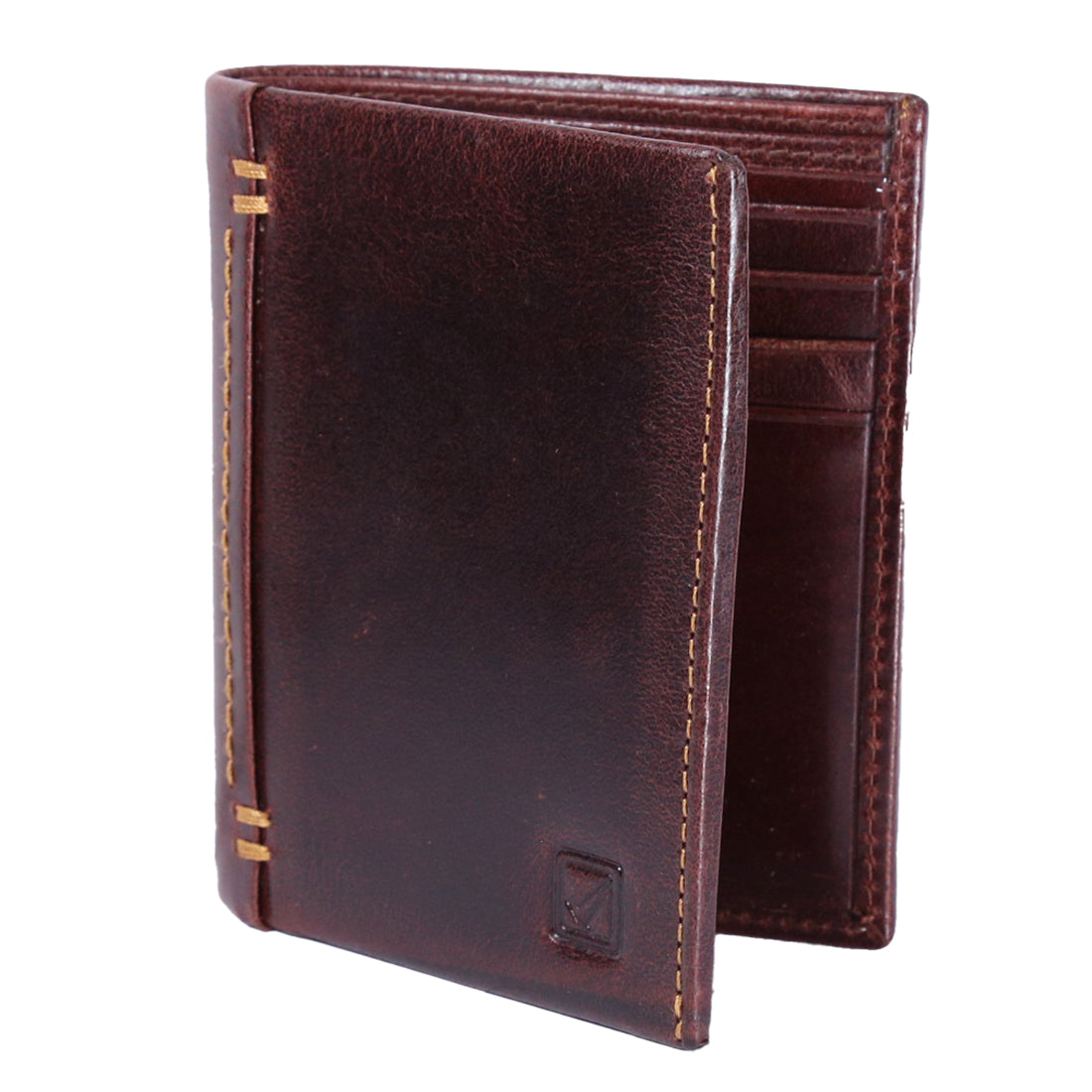Brown Genuine Leather Bi-Fold Long Wallet For Men