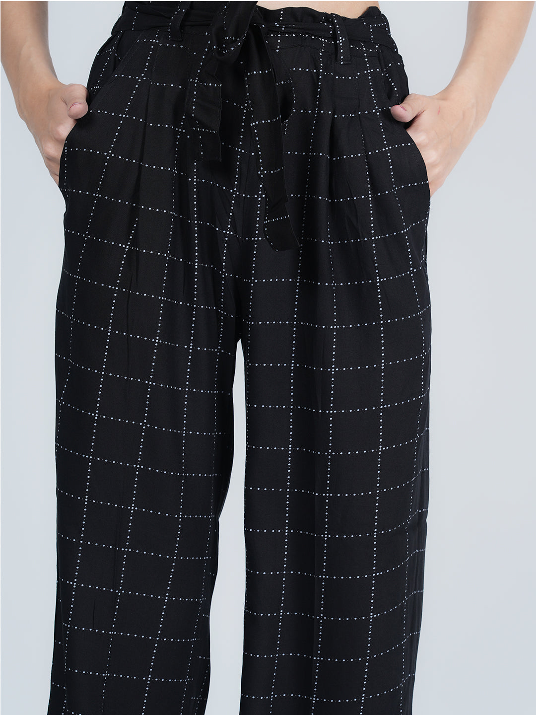 STYLE SHOES Black Regular Fit Checked Rayon Pyjama/Lounge Pant for Women & Girls