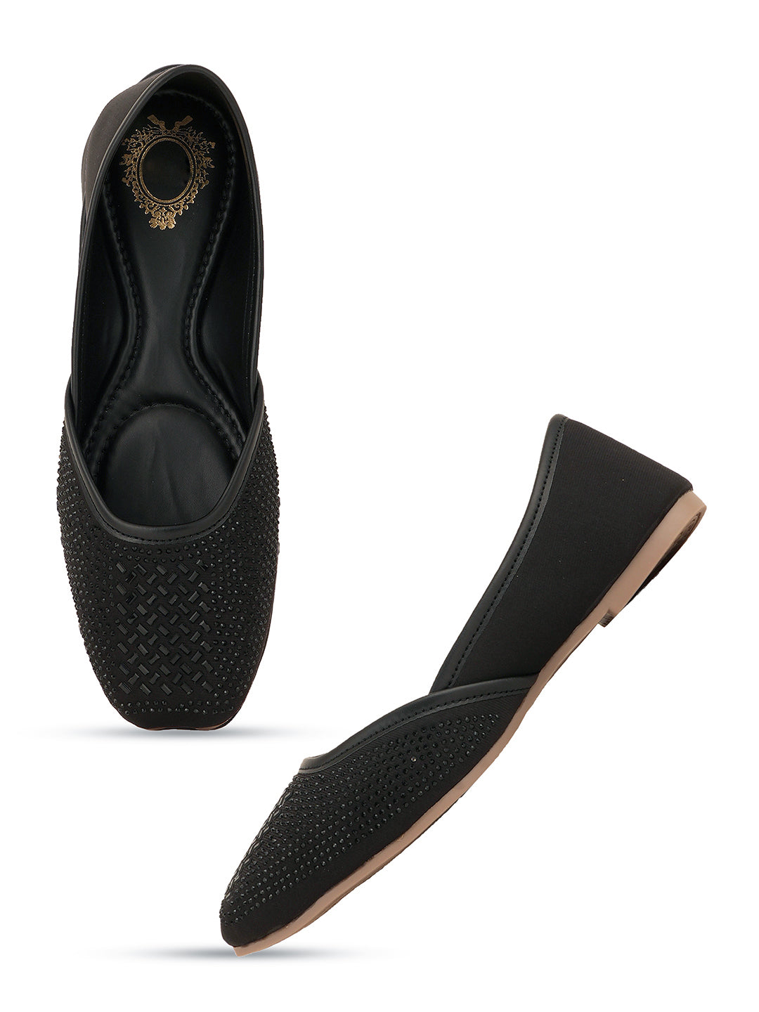 Style Shoes Designer Ethnic Embellished Square Toe Mojaris/Jutti For Women and Girls