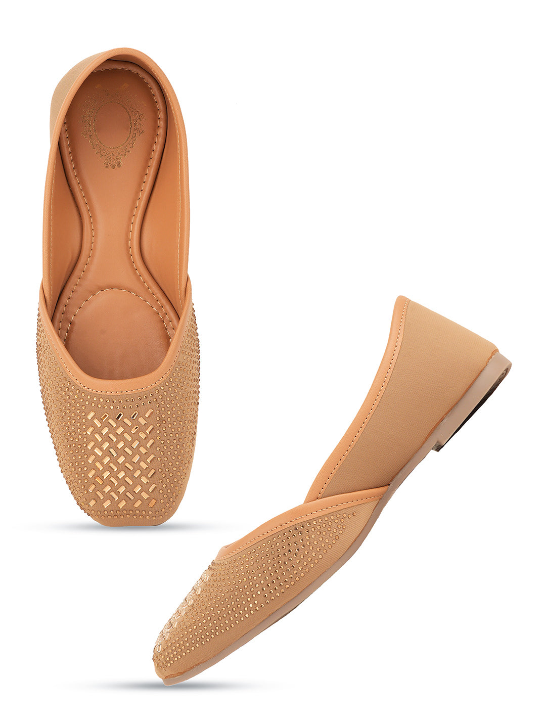 Style Shoes Designer Ethnic Embellished Square Toe Mojaris/Jutti For Women and Girls