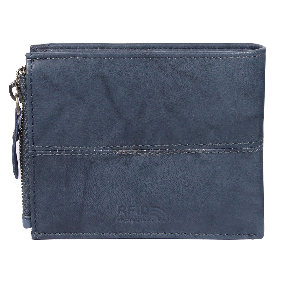 Style Shoes Blue Genuine Leather Wallet with Button Closure For Men