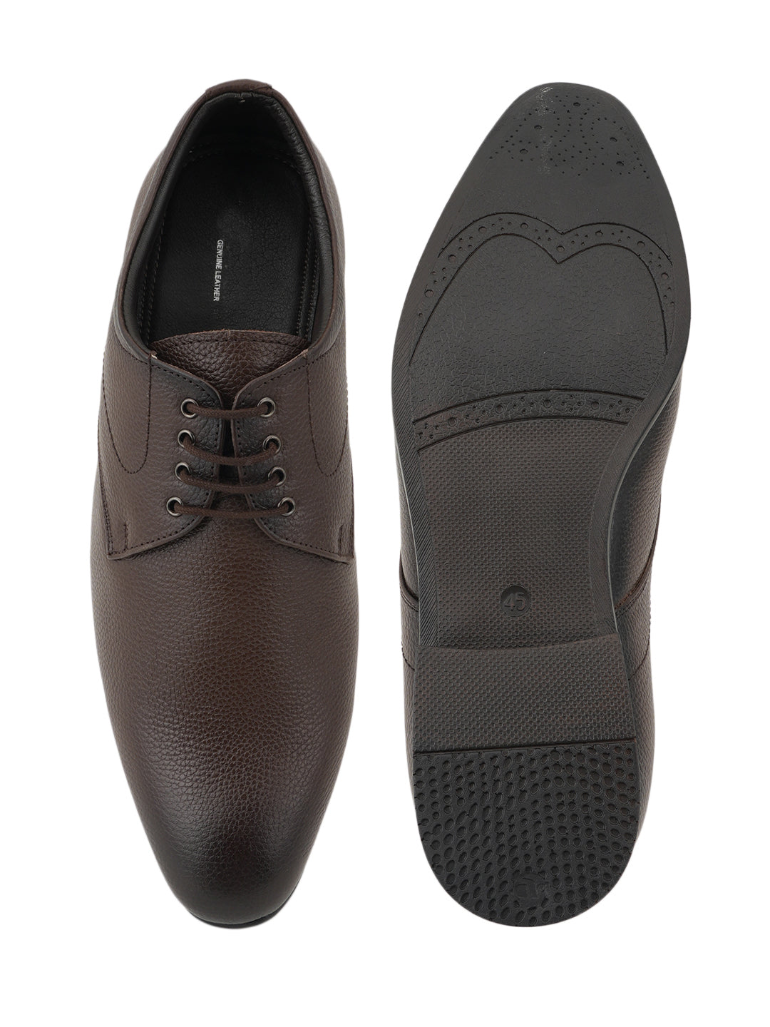 Brown Men Leather Formal Derby Shoes