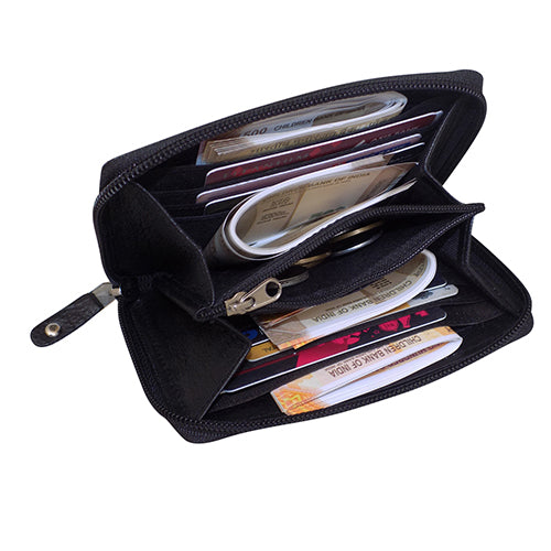 Style Shoes Genuine Leather Zipper Card Holder Wallet for Men and Women