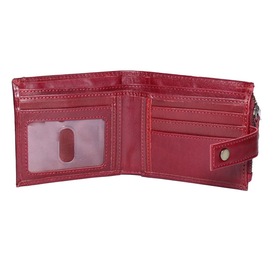 Style Shoes Burgundy Genuine Leather Wallet with Button Closure For Men