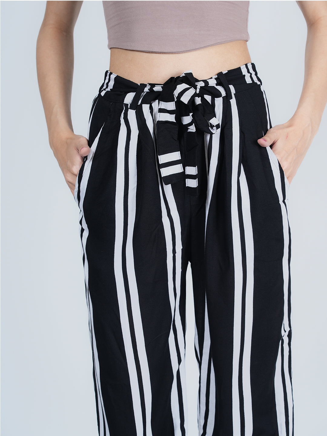 STYLE SHOES Black and White Regular Fit Rayon Striped Pyjama/Lounge Pant for Women & Girls