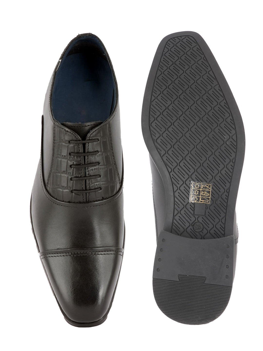 Black Lace Up Men Leather Formal Oxford Shoes