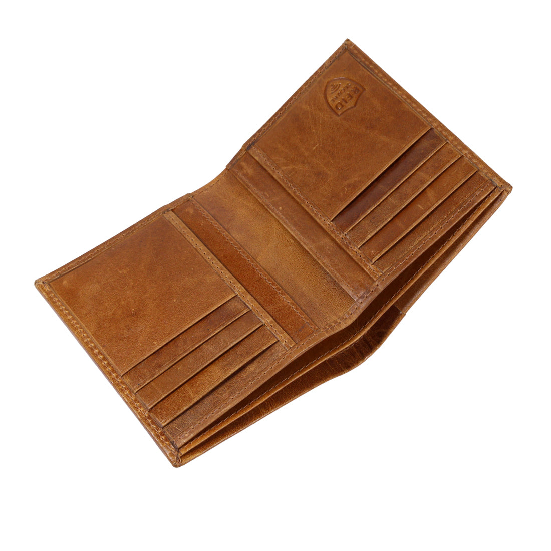 Tan Genuine Leather Bi-Fold Long Wallet For Men