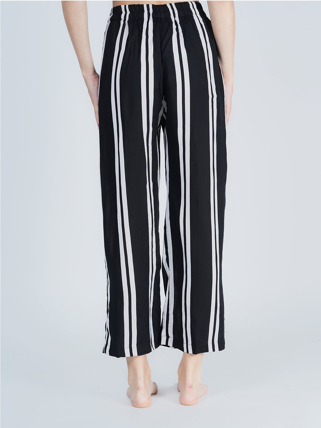 STYLE SHOES Black and White Regular Fit Rayon Striped Pyjama/Lounge Pant for Women & Girls
