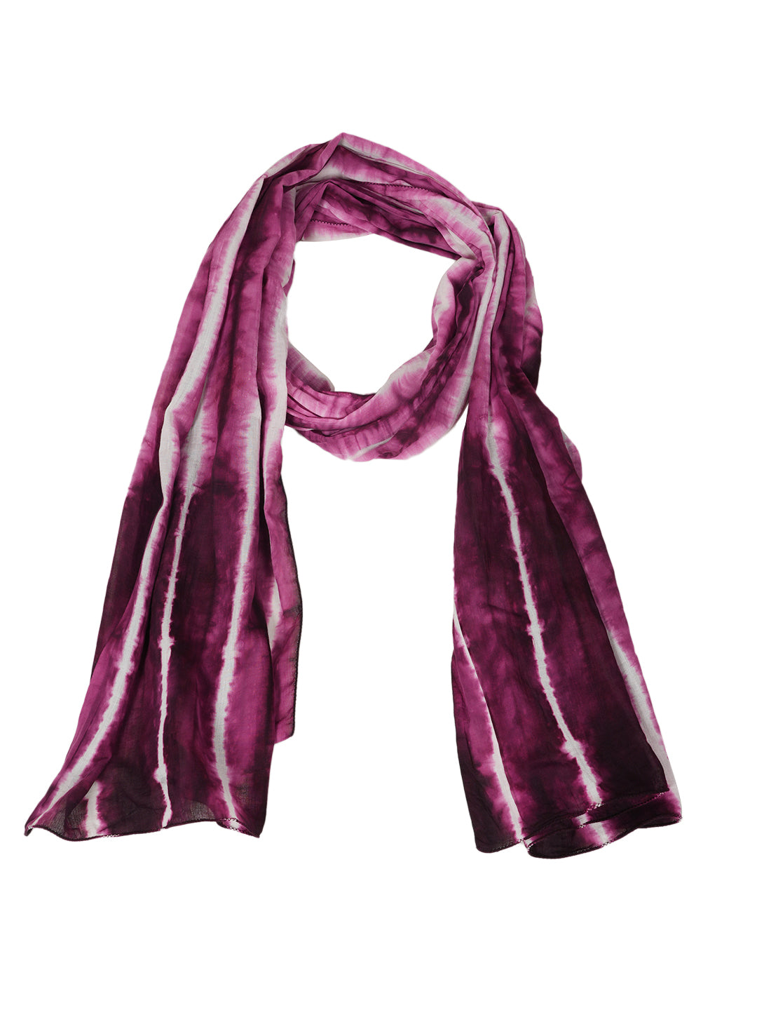 Style Shoes White & Purple Tie and Dye Printed Cotton Stole for Women & Girls