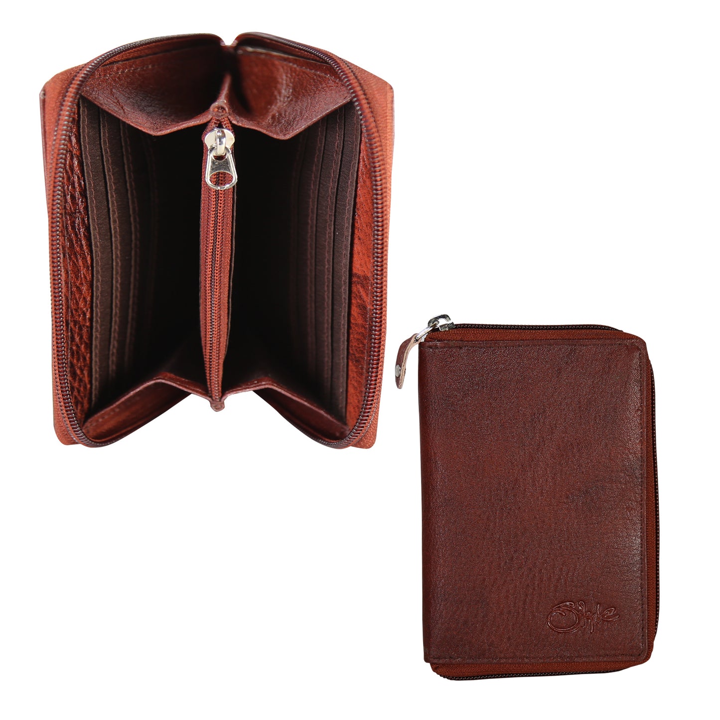 Style Shoes Genuine Leather Zipper Card Holder Wallet for Men and Women