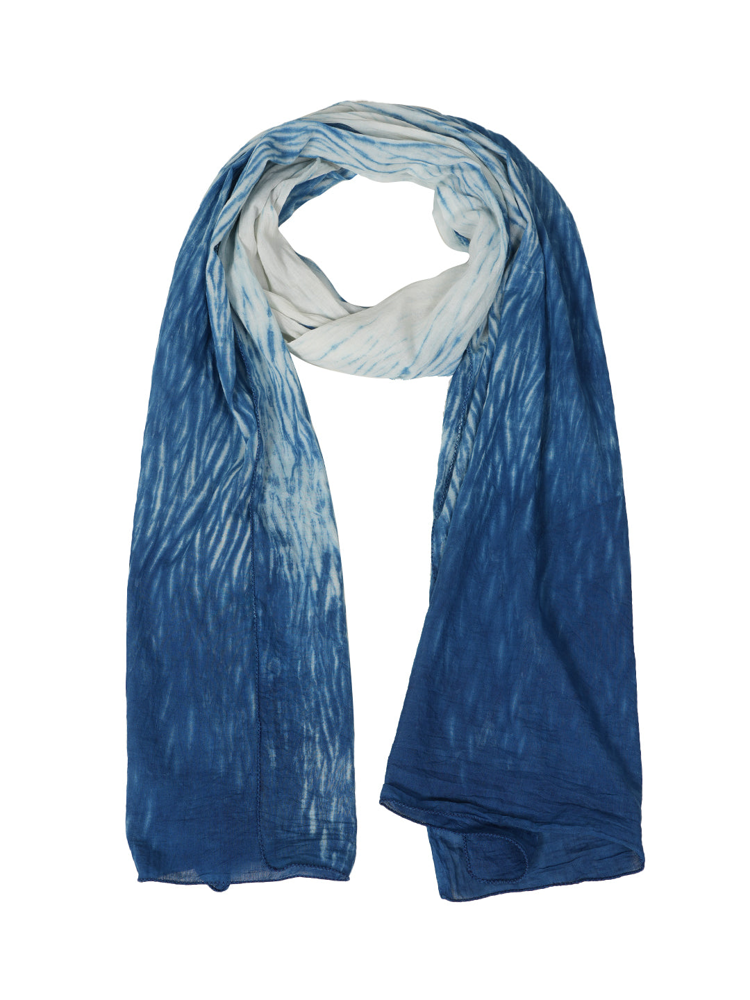 Style Shoes White & Blue Tie and Dye Printed Cotton Stole for Women & Girls