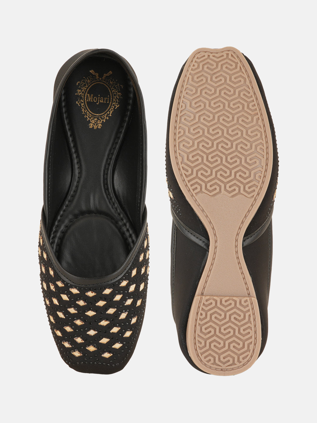 Style Shoes Designer Ethnic Embellished Square Toe Mojaris/Jutti For Women and Girls