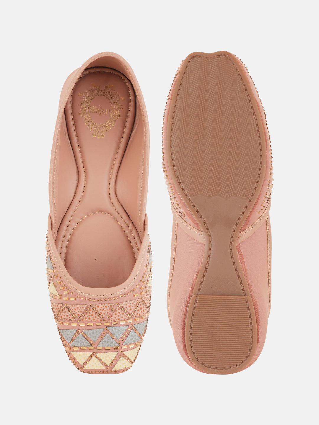 Style Shoes Designer Ethnic Embellished Square Toe Mojaris/Jutti For Women and Girls