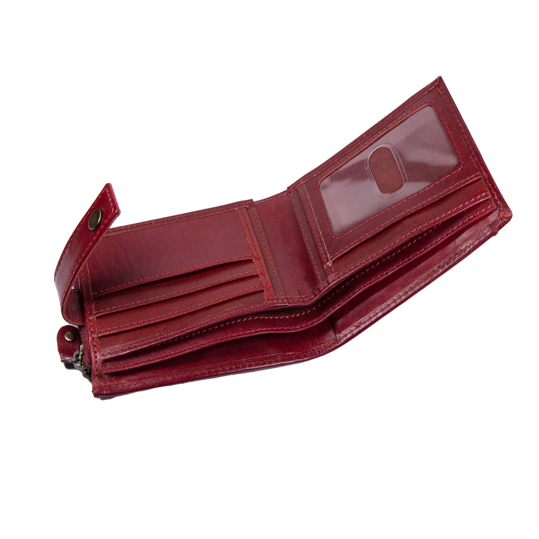 Style Shoes Burgundy Genuine Leather Wallet with Button Closure For Men