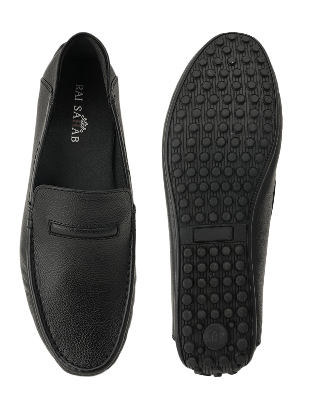 Men's Black Leather Casual Loafers