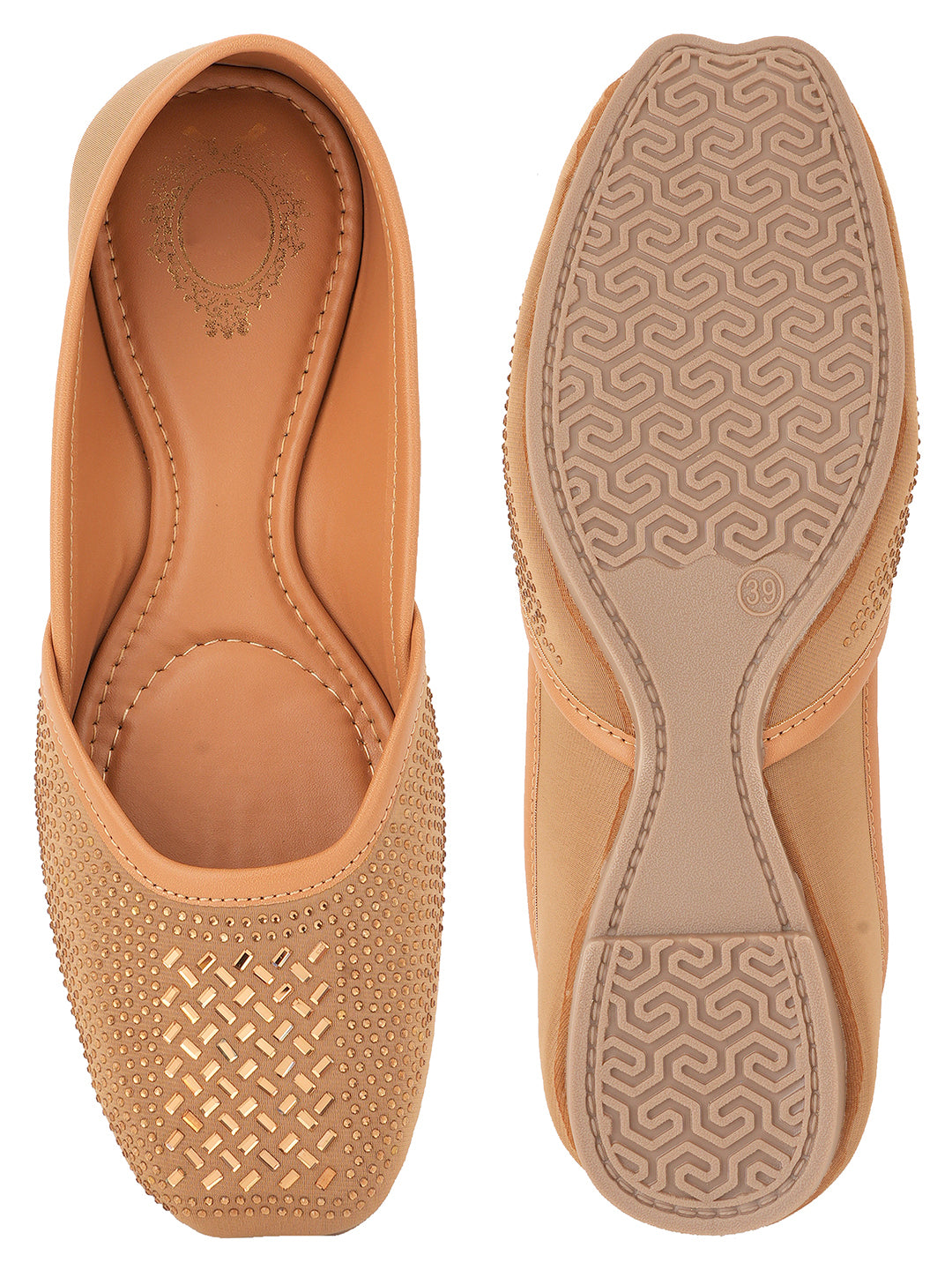 Style Shoes Designer Ethnic Embellished Square Toe Mojaris/Jutti For Women and Girls