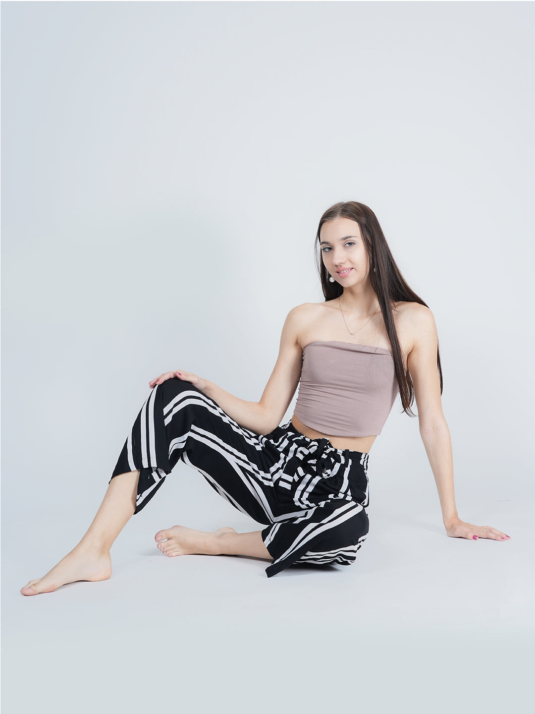 STYLE SHOES Black and White Regular Fit Rayon Striped Pyjama/Lounge Pant for Women & Girls