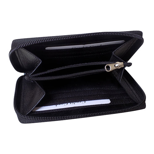 Style Shoes Genuine Leather Zipper Card Holder Wallet for Men and Women