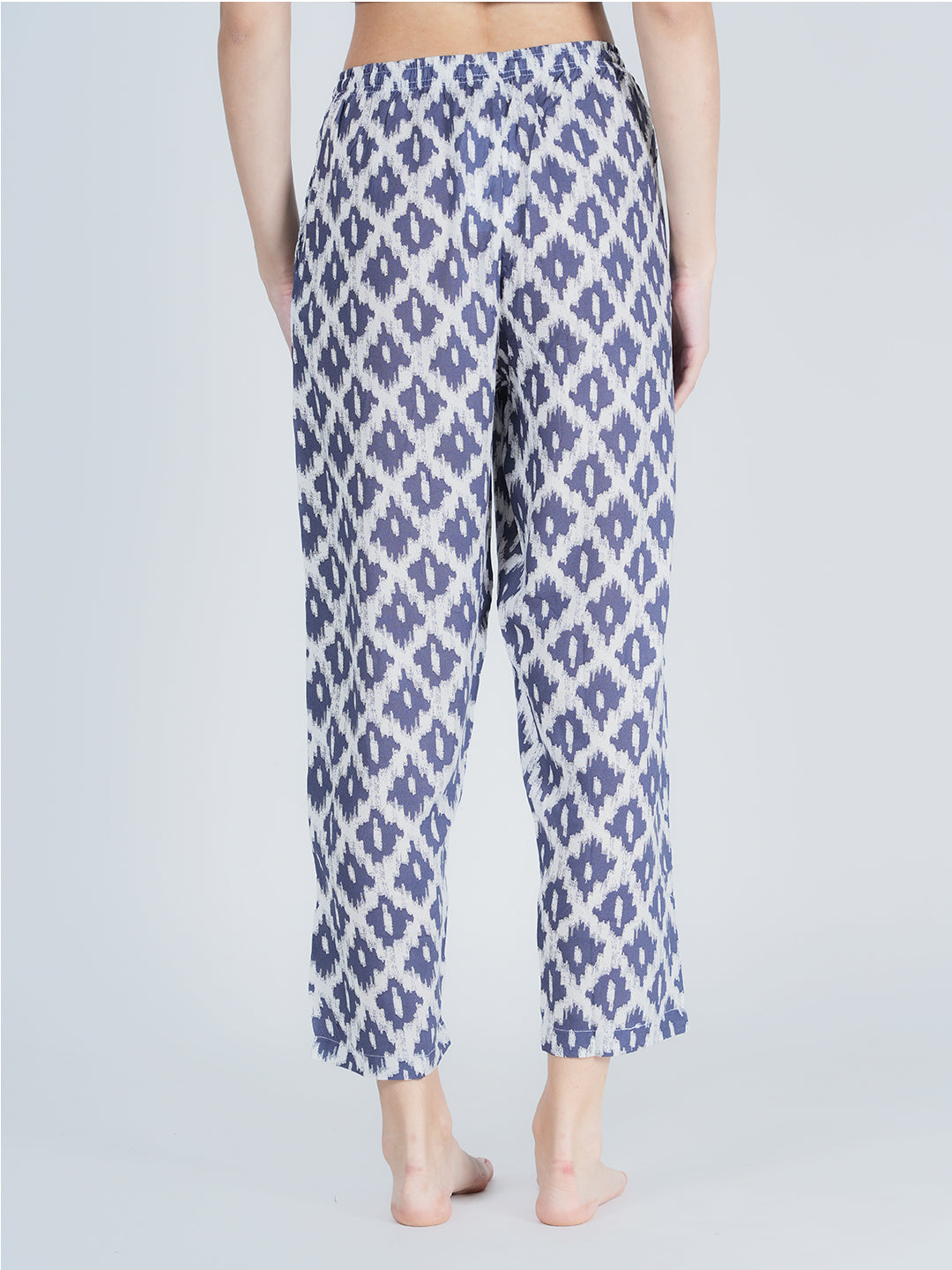 STYLE SHOES Blue and White Regular Fit Printed Rayon Pyjama/Lounge Pant for Women & Girls