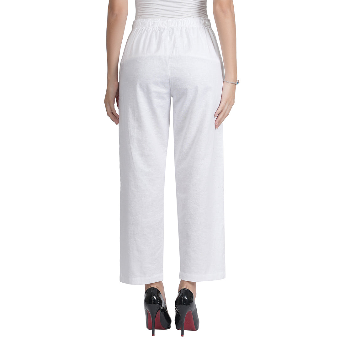 STYLE SHOES White Regular Fit Linen Pyjama/lounge pants for Women and Girls