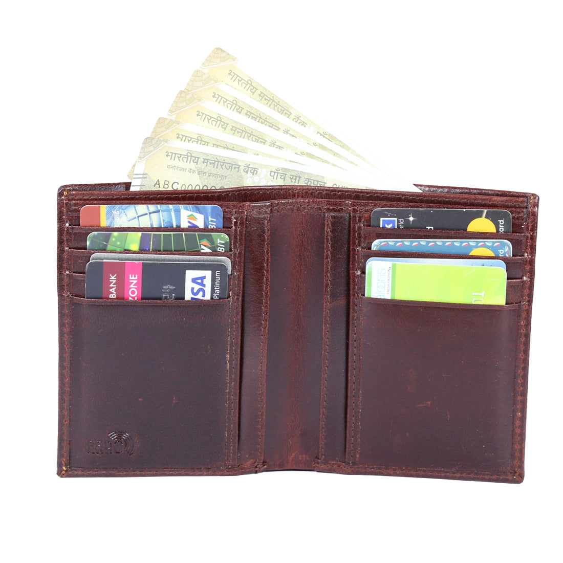 Brown Genuine Leather Bi-Fold Long Wallet For Men