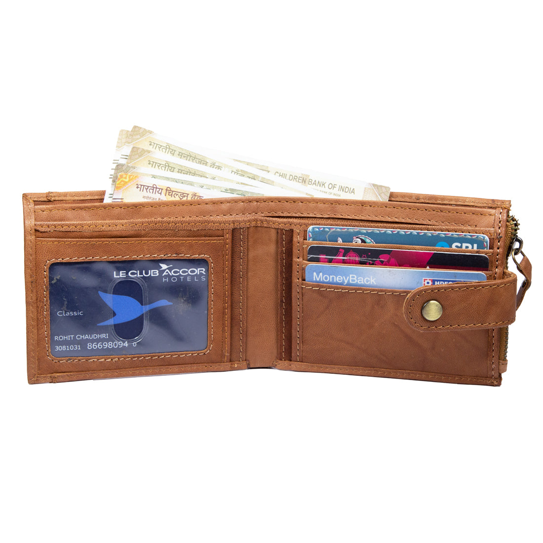 Style Shoes Tan Genuine Leather Wallet with Button Closure For Men