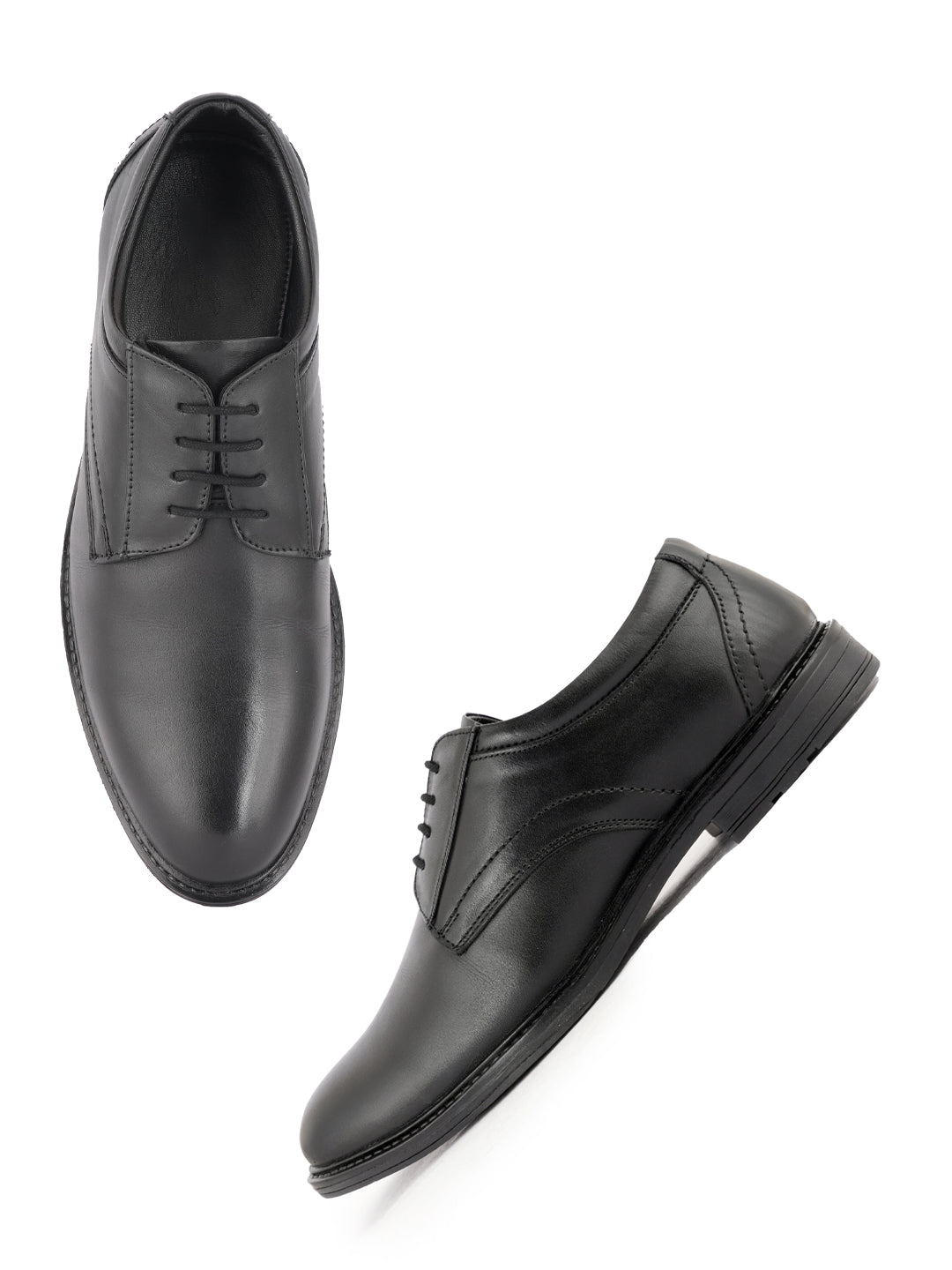 Black Men Leather Formal Derby Shoes