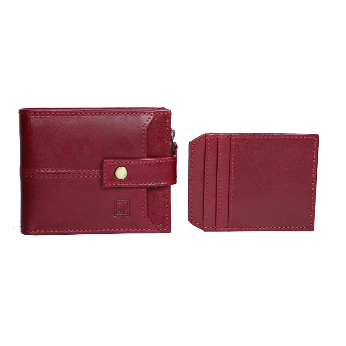 Style Shoes Burgundy Genuine Leather Wallet with Button Closure For Men