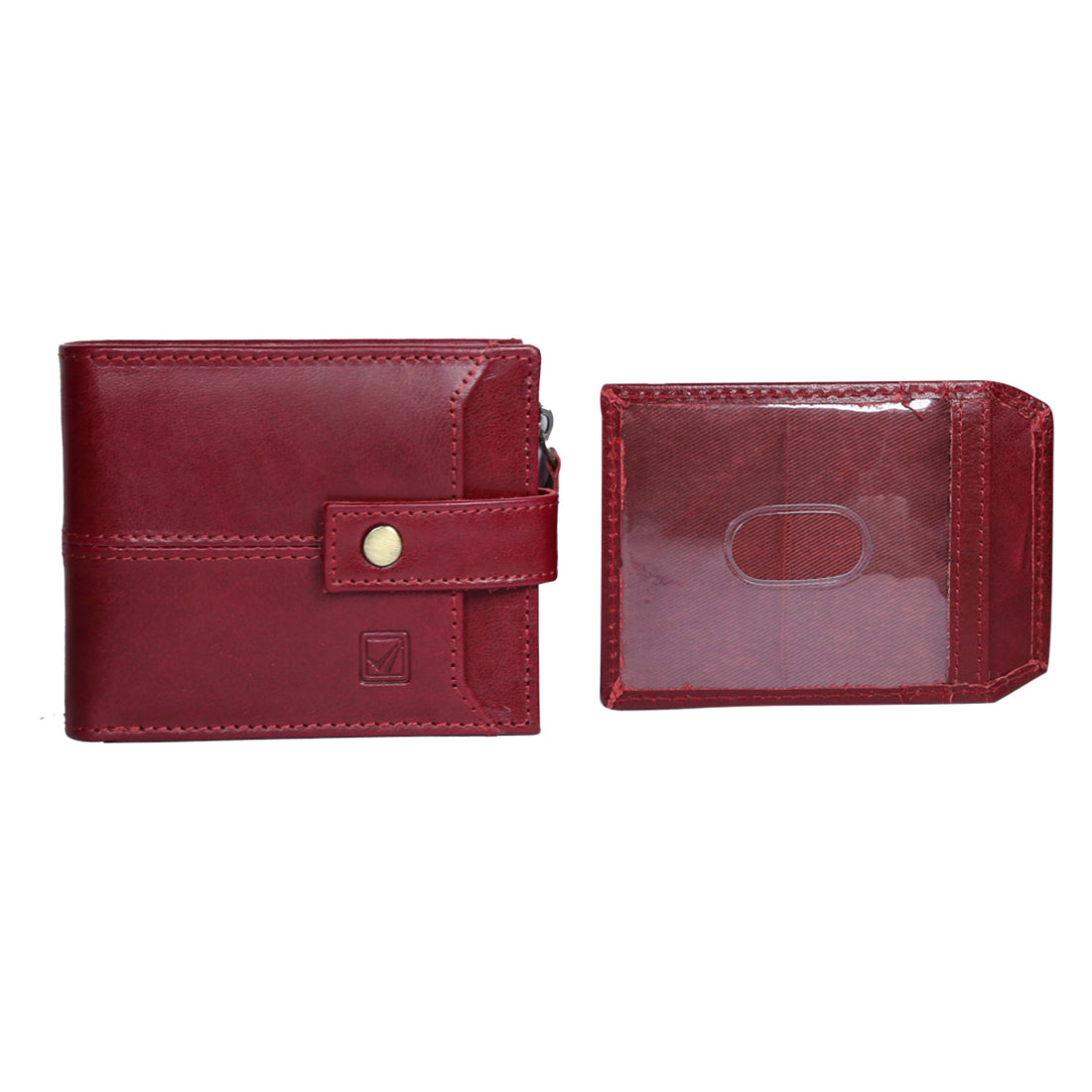 Style Shoes Burgundy Genuine Leather Wallet with Button Closure For Men