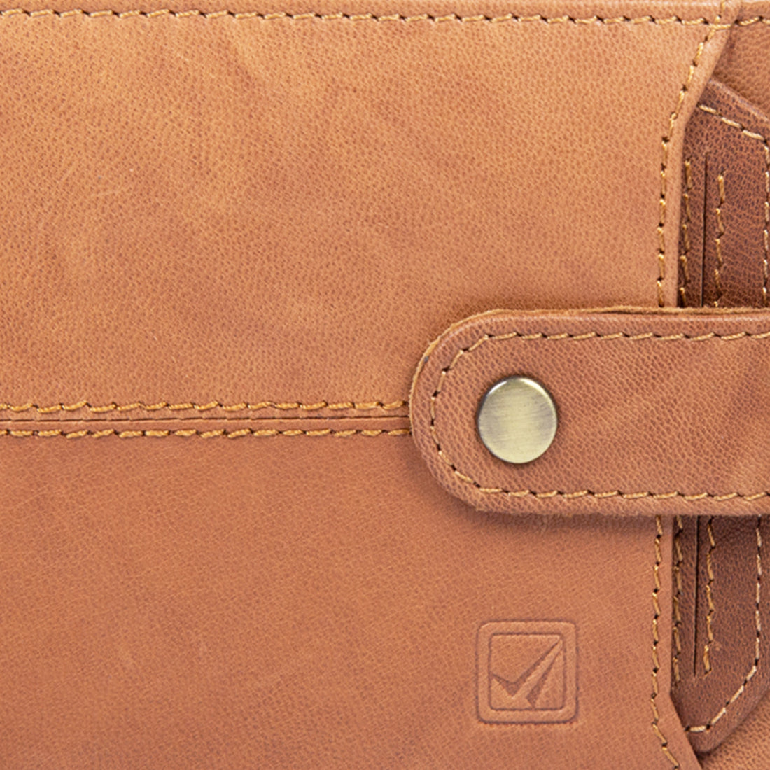 Style Shoes Tan Genuine Leather Wallet with Button Closure For Men