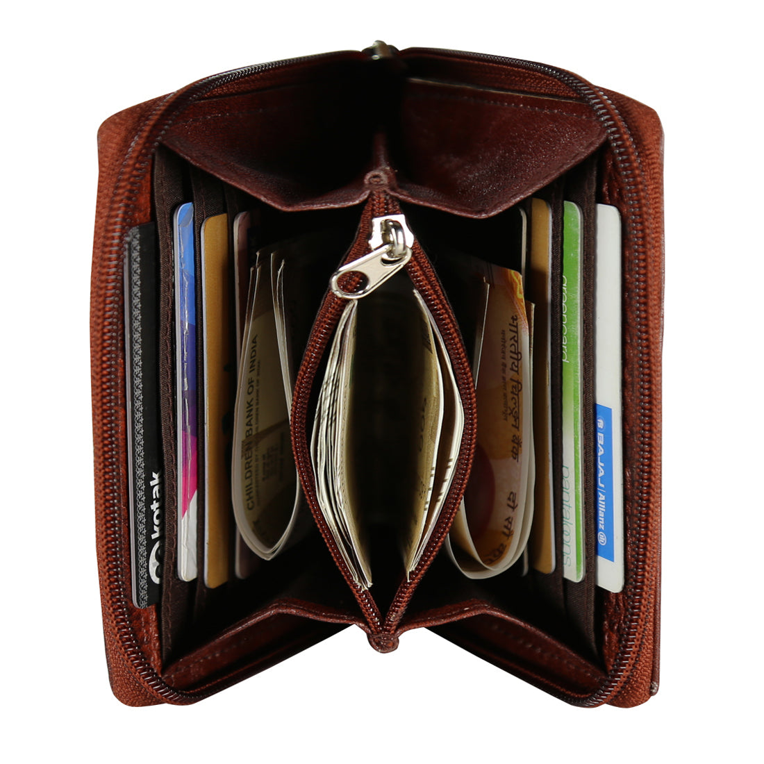 Style Shoes Genuine Leather Zipper Card Holder Wallet for Men and Women