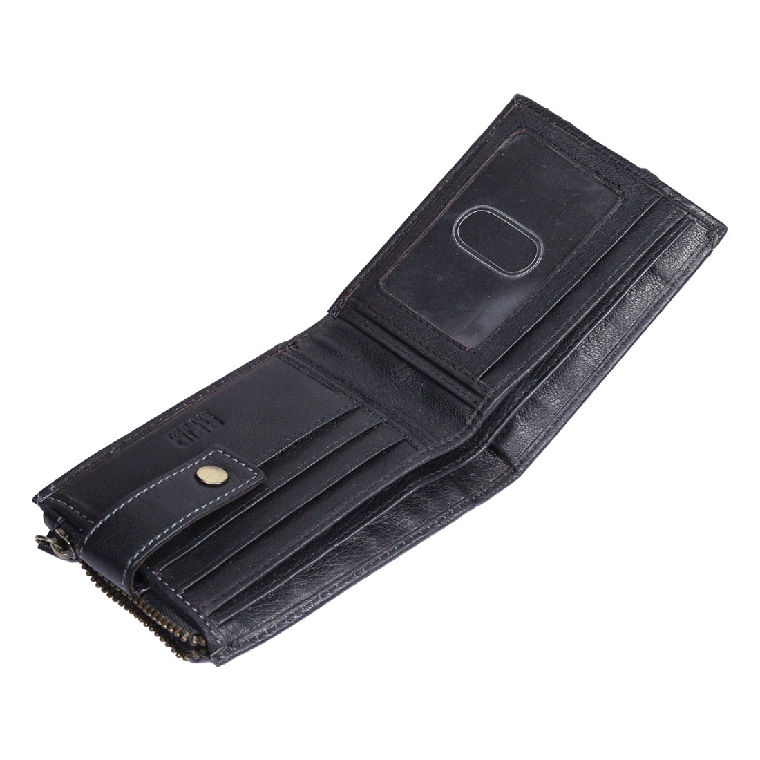 Style Shoes Black Genuine Leather Wallet with Button Closure For Men