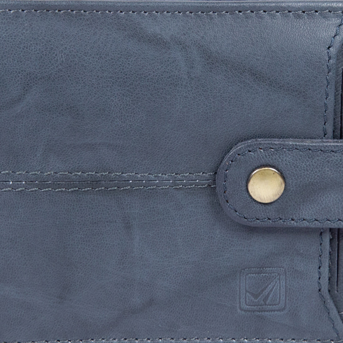 Style Shoes Blue Genuine Leather Wallet with Button Closure For Men