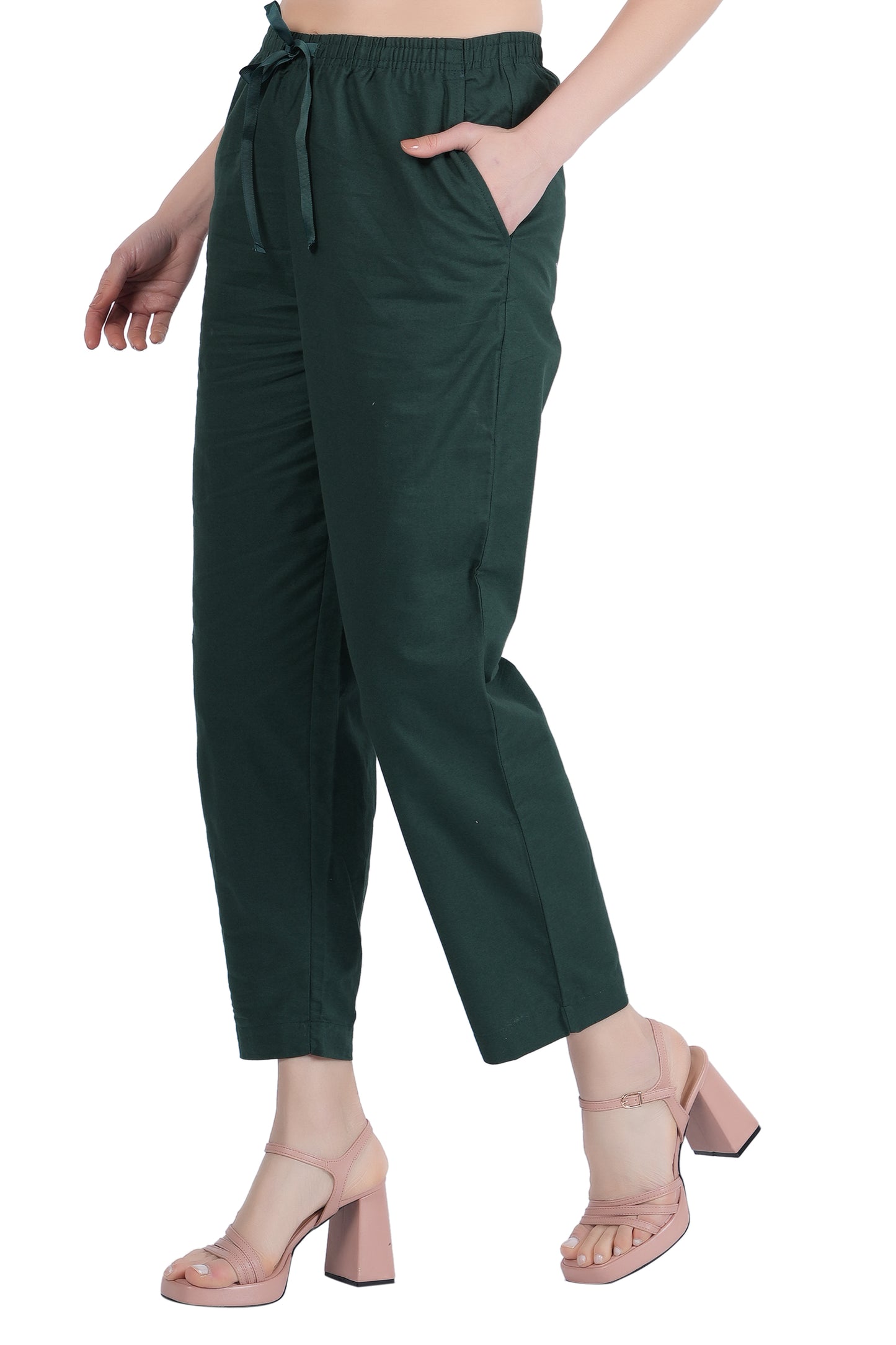 STYLE SHOES Green Regular Fit Linen Pyjama/Lounge Pant for Women & Girls