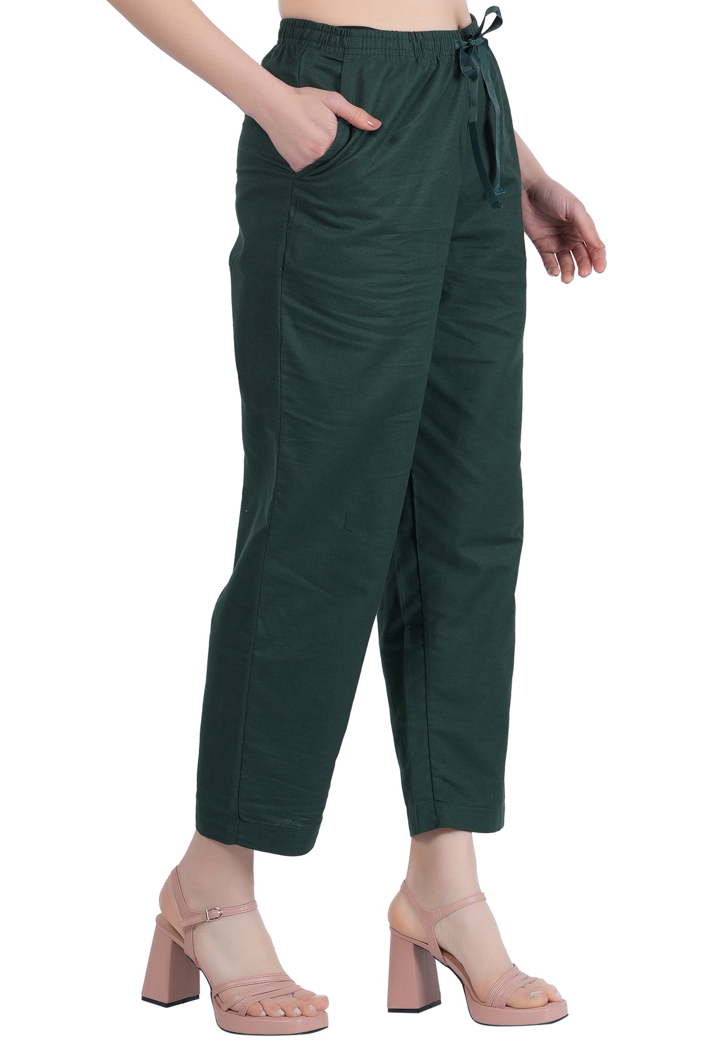 STYLE SHOES Green Regular Fit Linen Pyjama/Lounge Pant for Women & Girls